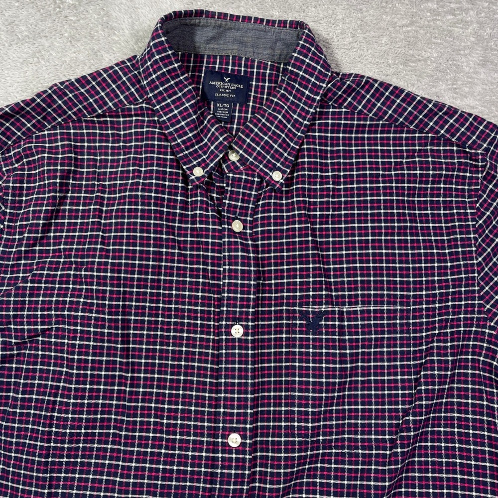 American Eagle Outfitters XL Classic‎ Fit Plaid Button Down Shirt Men's Red